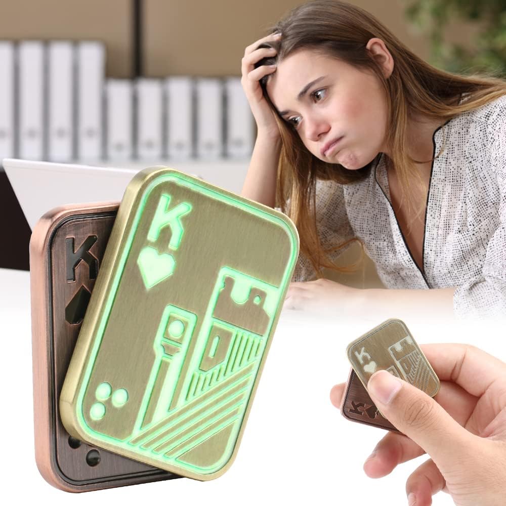STONESTAR Poker Fidget Slider - Glow in The Dark Magnetic Metal Fidget Toys for Adults, Autism ADHD Sensory Toys Stress Relief Toys Office Desk Toys Gift for Father and Boyfriend