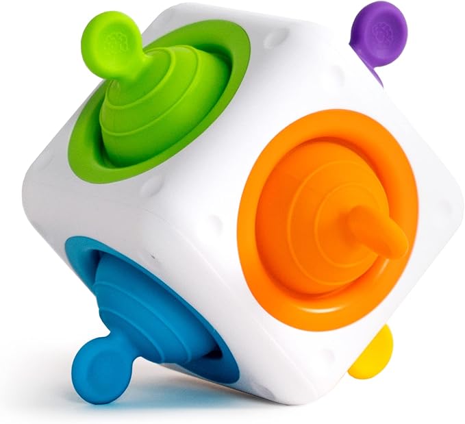 Fat Brain Toys Tugl Cube Popping Fidget Toy, Engaging for Toddlers, Kids, Teens, Adults - Relaxing Handheld Fidget Cube, 2 Years and Up