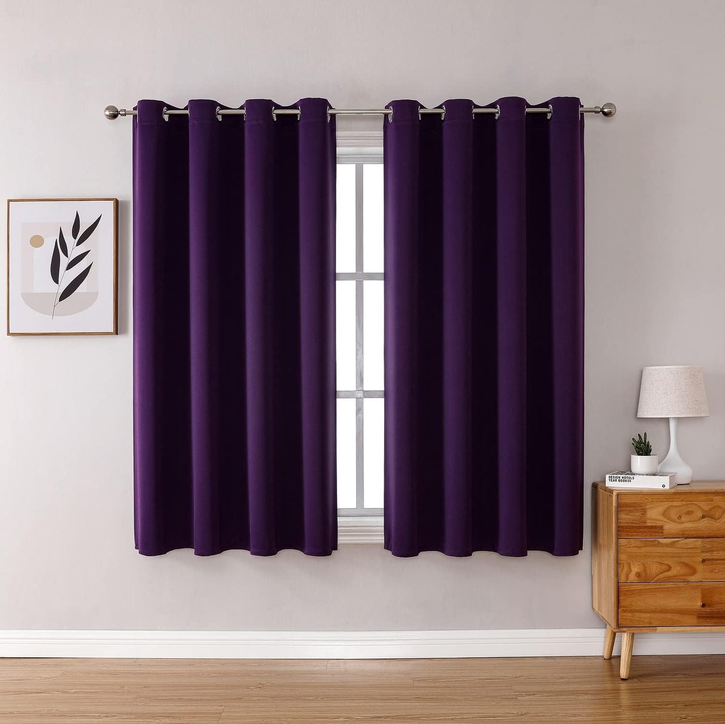 ChrisDowa Grommet Blackout Curtains for Bedroom and Living Room - 2 Panels Set Thermal Insulated Room Darkening Curtains (Royal Purple, 52W x 45L)