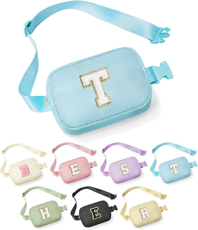 YOOLIFE Teacher Appreciation Gifts for Women - Gifts for Teacher, Teacher Retirement Gifts for Women Teacher Bag Teacher Gifts from Students, Initial Crossbody Bag Belt Bag T, Blue
