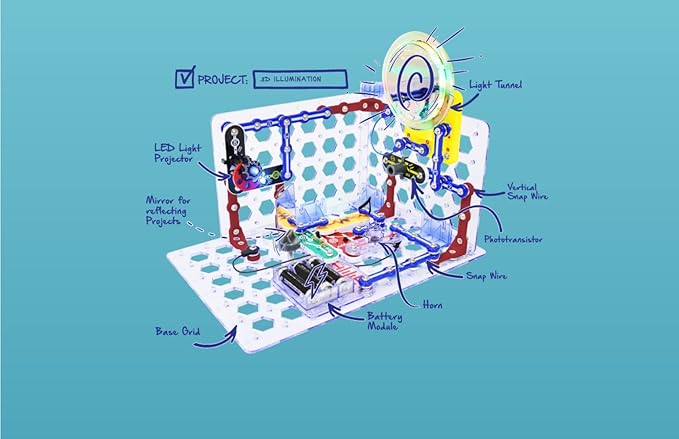Snap Circuits 3D Illumination Electronics Exploration Kit | Over 150 STEM Projects | Full Color Project Manual | 50 Parts | STEM Educational Toys for Kids 8+