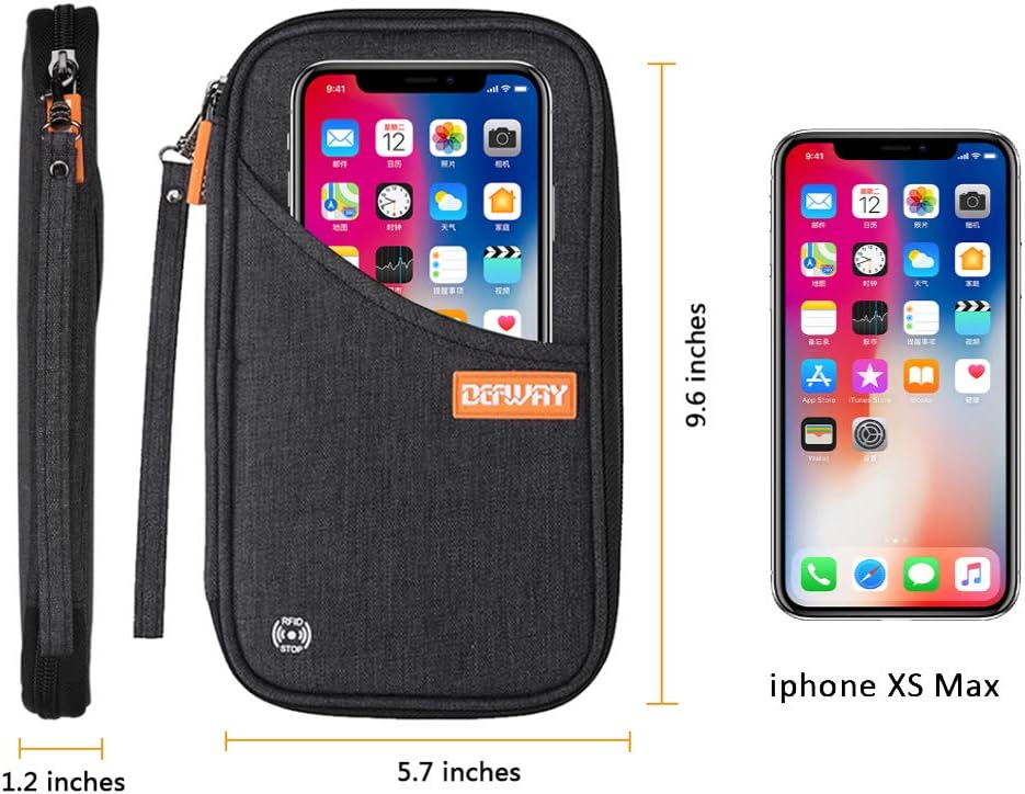 defway Passport Holder Travel Wallet - Family Passport Holder of 4, RFID Blocking Passport Wallet for Men Women, Travel Essentials for Flying, BLACK