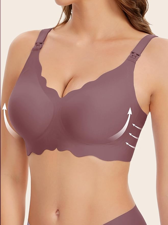 Angelhood Nursing Bras for Breastfeeding Ultra Comfort Seamless Maternity Bra Wireless Pregnancy Bralette with Bra Extender