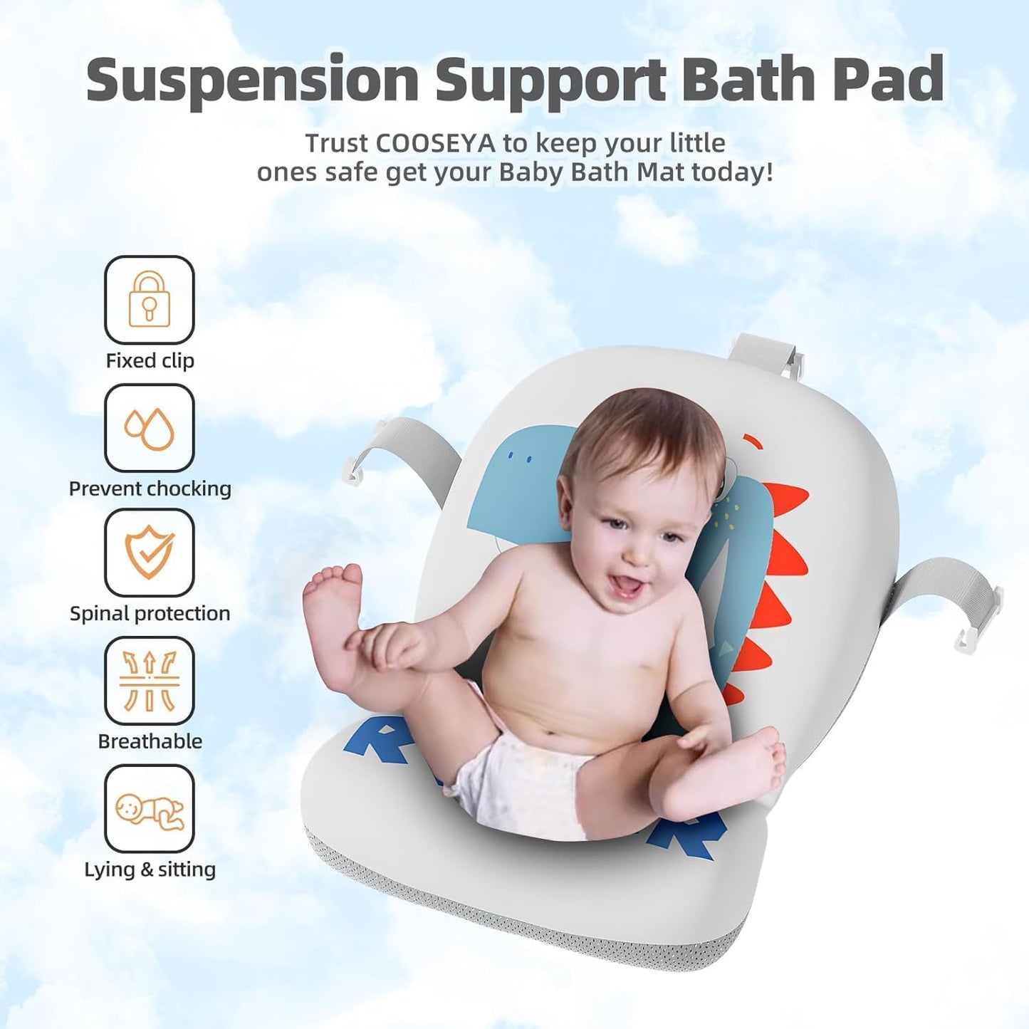 Collapsible Baby Bathtub for Newborn with Thermometer & 1 Soft Floating Cushion & Drain Hole, Foldable & Portable Travel Baby Bath Tub for Newborns to Toddlers 0-36 Months Boys, Cyan