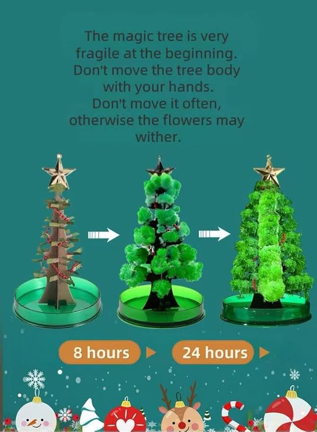 Magic Crystal Christmas Tree Kit, DIY Science Experiment, Educational Party Toy, 2 Pack 4X6.5inches