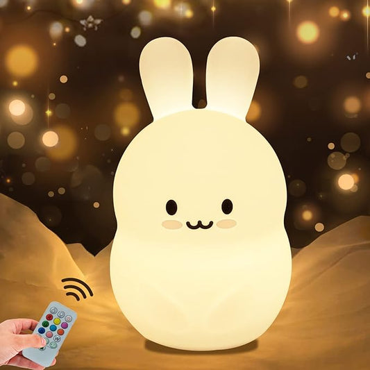 WHA&DARREN Night Light for Kids, Bunny Night Light, Silicone Nursery Light for Baby and Toddler, Animal Night Lights for Girls and Boys, Cute Lamps for Bedroom