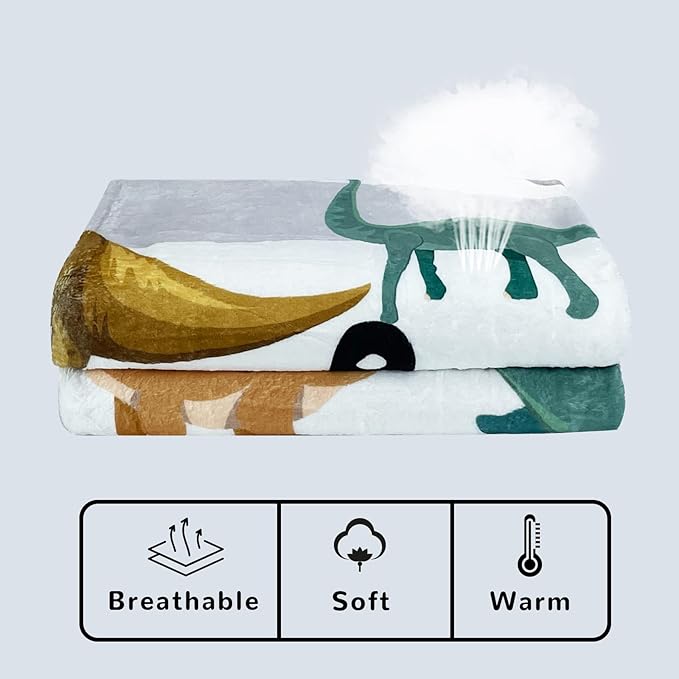 Dinosaur Blanket for Boys Teens Girls Soft Cozy Flannel Warm Kids Gifts Dinosaurs Room Decor Dino Throw Blanket for Couch Sofa Bed 50"x60"