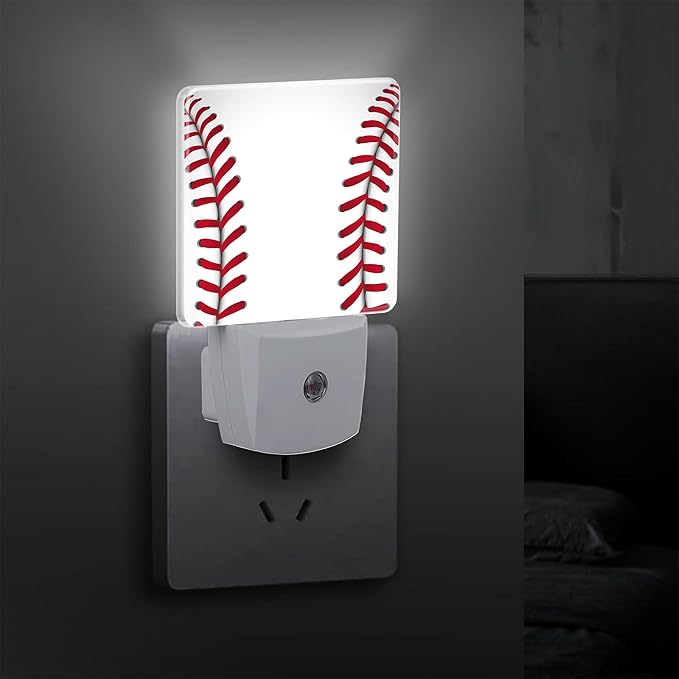 Baseball Plug in Night Light with Auto Dusk to Dawn Sensor,Warm Night Lights for Boys Girls Bedroom Bathroom Hallway Kids Room Gifts