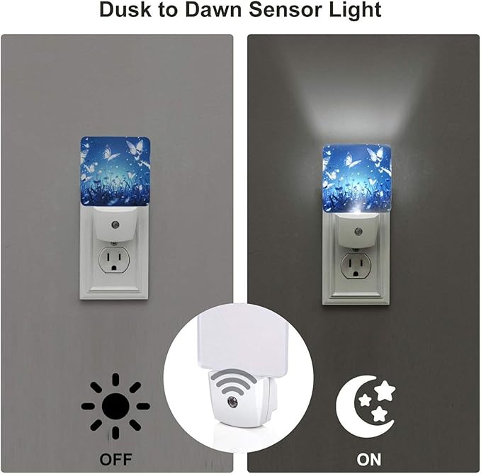 Led Night Light, Night Garden Butterfly Decorative Plug in Nightlights,with Smart Auto Dusk to Dawn Night Light for Bedroom, Kitchen, Nursery, Bathroom