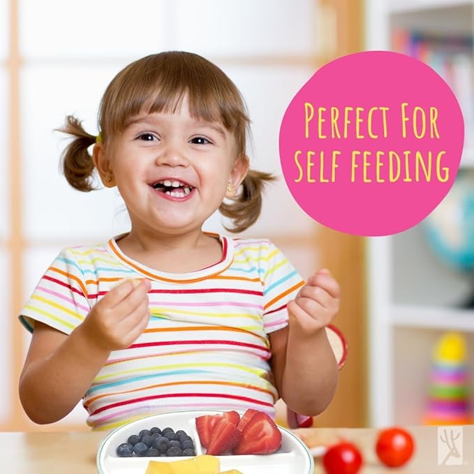 Elk and Friends Kids 6.7” Porcelain Divided Plates with Silicone Sleeves | Suitable for Babies/Kids/Toddlers | Microwave & Dishwasher Safe | Non Slip | Snack Dishes