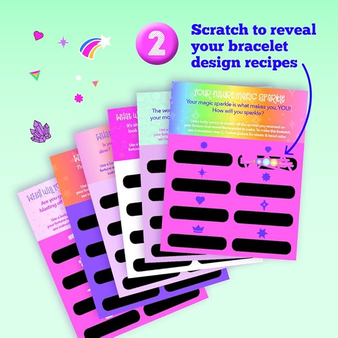Craft-tastic — DIY Fortune Bracelets — Craft Kit — Create The Fortune Teller, Use Matching Scratch-Off Cards, and Discover which Bracelets to Make — for Ages 8+