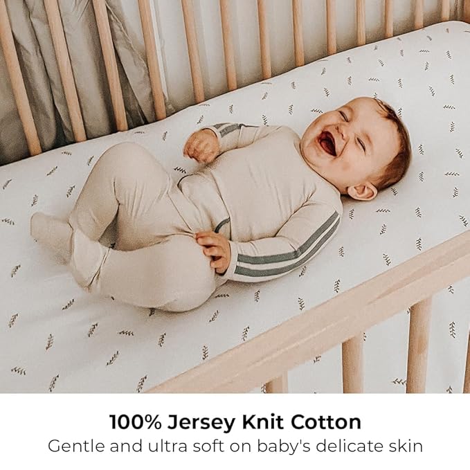 Ely’s & Co. Pack and Play Sheets, for Mini/Portable Crib, 2 Pack Fitted Playpen Play Yard Sheet Set Compatible with Graco Pack n Play, for Baby Boys/Girls, 100% Cotton, Forest Grey Floral, 38”x24”x5”