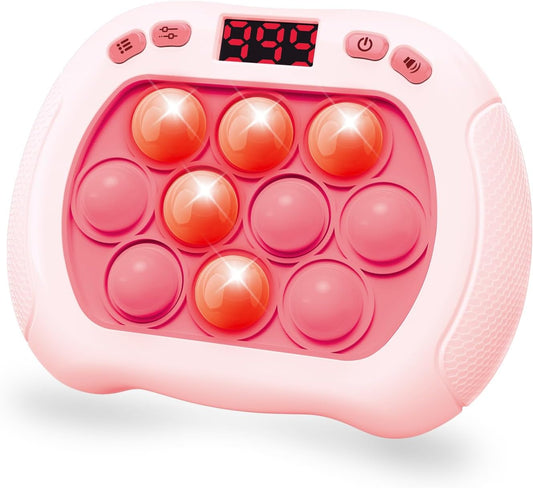 Pop Game Light Up Fidget Toy for Kids, 6 Modes LED Screen Quick Push Pop Game Controller Electric Fidget Popper Game Quick Push Bubble Game Birthday Toys for Girls Pink