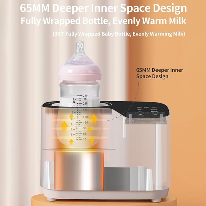 Waterless Bottle Warmer with Shake Function, Safer for Baby, Wash Free, Surrounding Hot Air Heating Breastmilk Evenly to Ideal Temp Baby Bottle Warmer for Safe Heating Milk Warmer