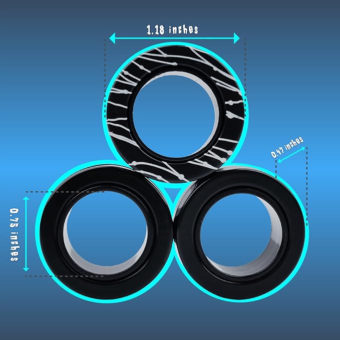 Cevioce 6 PCS Magnetic Ring Fidget Toys Set,ADHD Anxiety Magnetic Finger Spinner Pack for Teens Adults and Kids,Coolest Magnet Stress Relief Toy Birthdays Gifts for 8+ Year Old Boys Girls Present