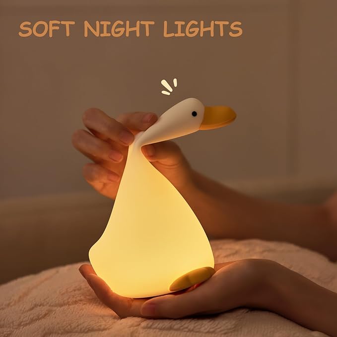 LED Duck Night Light for Baby Nursery, Toddler Fun Dream Duck Light Silicone Squishy Lamp, Rechargeable Bedside Touch Lamp, Christmas Gifts, Room/House Decor for Kids