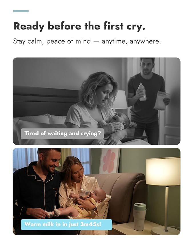 Papablic Portable Bottle Warmer – Fast Heating Baby Bottle Warmer on The Go with Sterilization, Wide Mouth & Smart Temperature Control, Car & Outdoor Feeding, Spodumene Purple