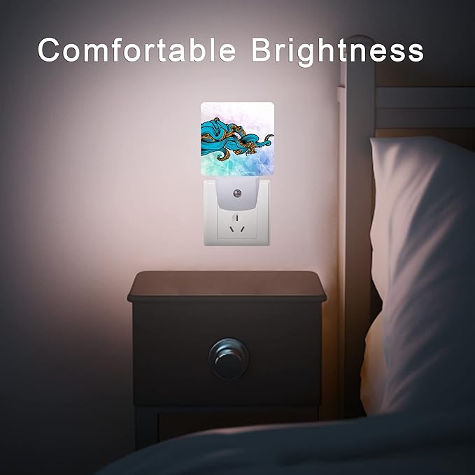 Octopus Night Light,Ocean World Sea Octopus Animal Night Lights Plug into Wall Dusk to Dawn Sensor Lamp for Women Men,Led Lights for Stairway/Hallway/Bedroom