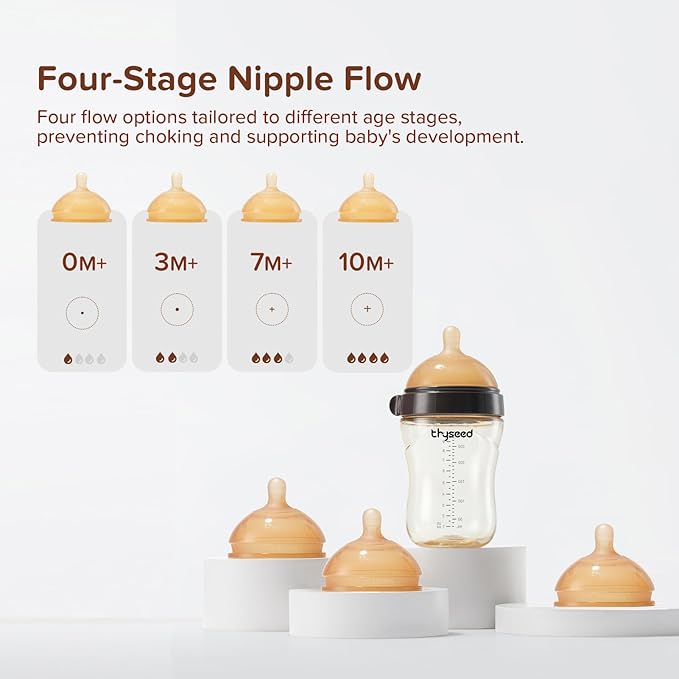 Thyseed PPSU Natural Breast-Like Bottle with Nipple(3-7 Months),10oz，1pack