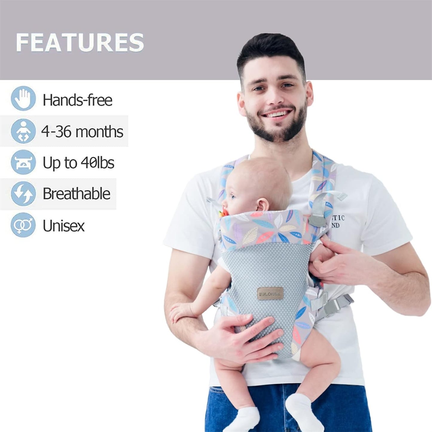 IULONEE Baby Carrier, Embrace Cozy 4-in-1 Infant Carrier Ergonomic Adjustable Holder Portable Convertible Front and Back Backpack Carry for Infants Toddlers Babies Girl and Boy 7-45 Pounds (Blue)