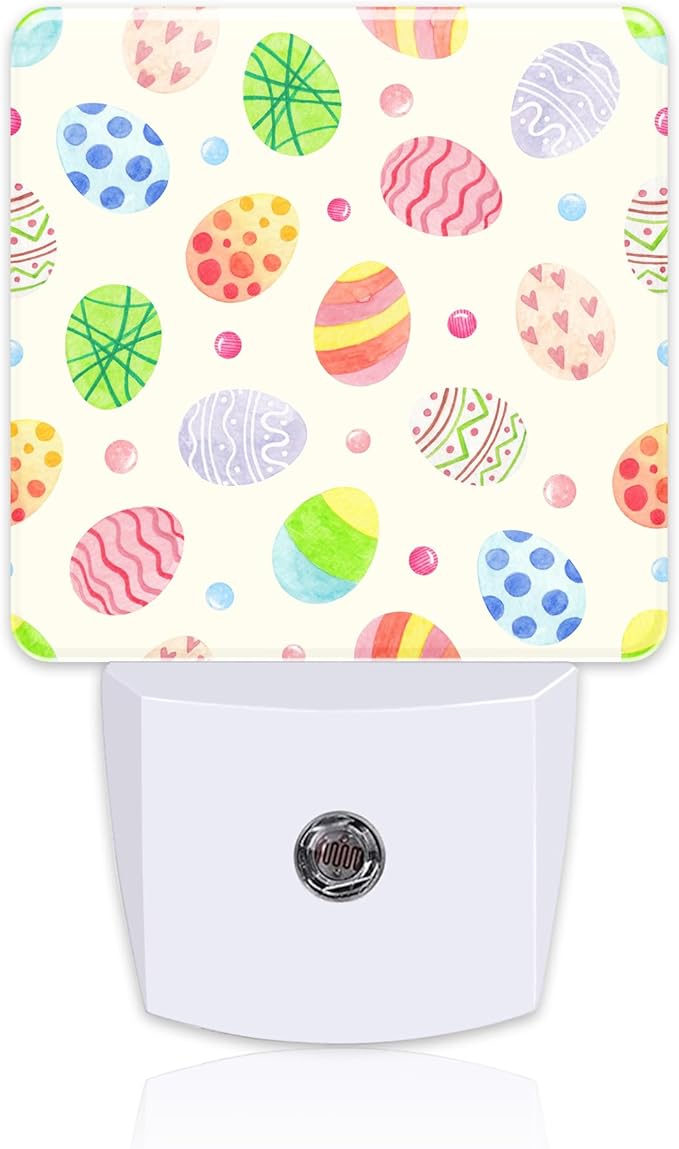 Colorful Easter Eggs Night Light, Happy Easter Dusk to Dawn Night Light Plug in,0.5w Energy Saving Sleep Friendly NightLight for Kids Boys Girls Home Decor