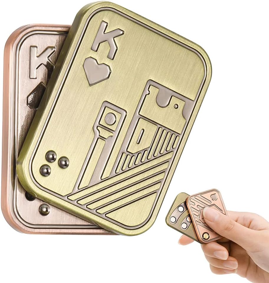 Magnetic Metal Fidget Toys - Metal Poker Push Card Fidget Slider Stress Relief Toy, Men’s EDC Toy Fidget Toy Haptic Coin, Office Desk Toys Gifts for Boyfriend and Father (KK)