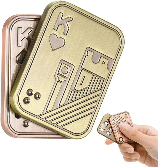 Magnetic Metal Fidget Toys - Metal Poker Push Card Fidget Slider Stress Relief Toy, Men’s EDC Toy Fidget Toy Haptic Coin, Office Desk Toys Gifts for Boyfriend and Father (KK)