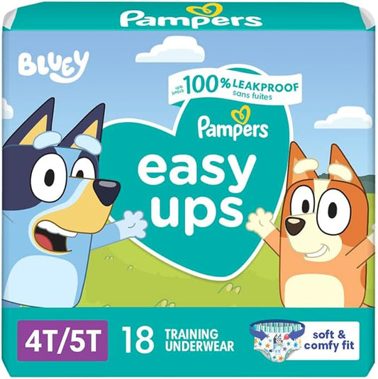 Pampers Training Pants - Easy Ups Boys & Girls Bluey - Size 4T-5T, 18 Count, Children's Potty Underwear (Packaging May Vary)