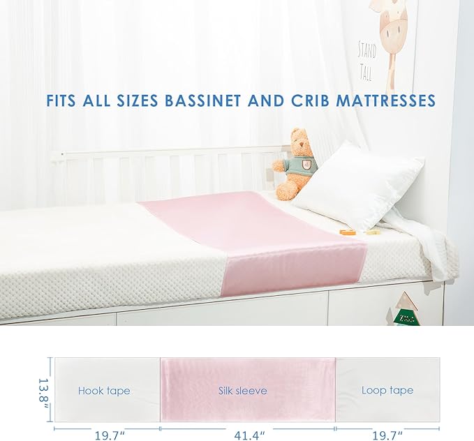 PROMEED 2 Pack 100% Mulberry Silk Crib Sheet for Baby Hair, 23 Momme Silk Bassinet Slip for Baby Bald Spots, Soft and Safe Silk Cot Sleeve for Everyday Use (Pink)