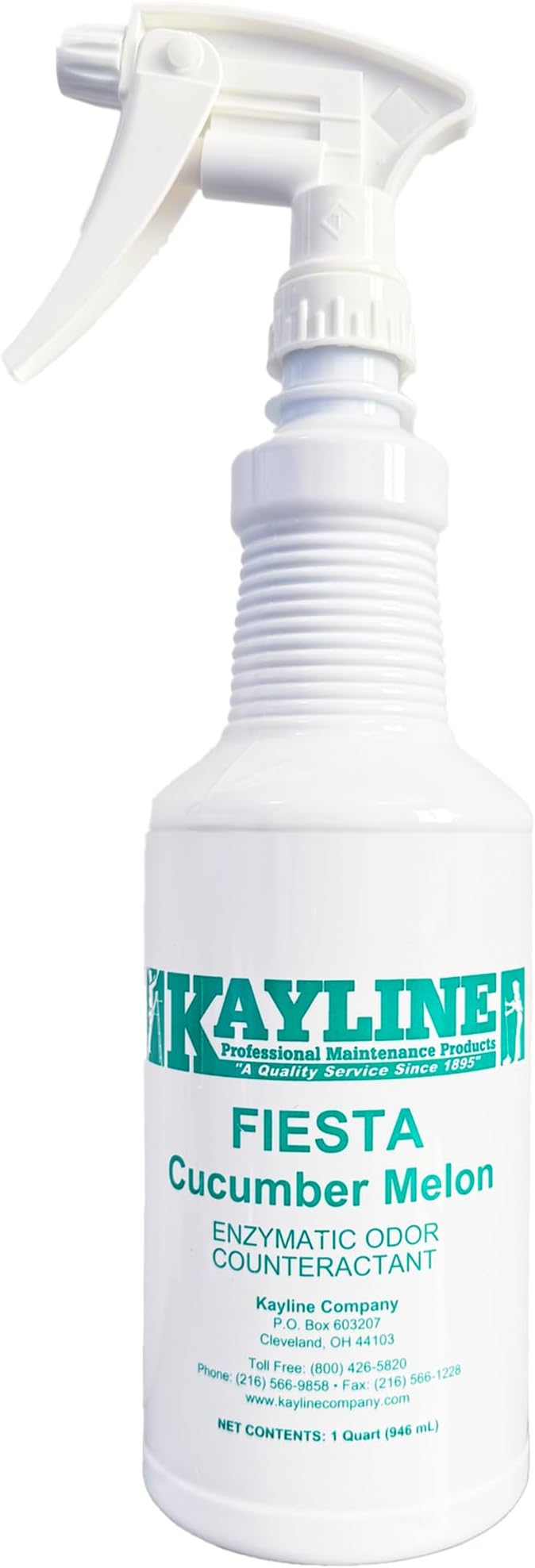 Kayline Fiesta Multi-Purpose Bio-Enzymatic Odor Eliminator for Trash Can, Carpet, Diaper Pail, and Pet Urine, 32 oz Pour or Spray Botttle, Cucumber Melon Scent