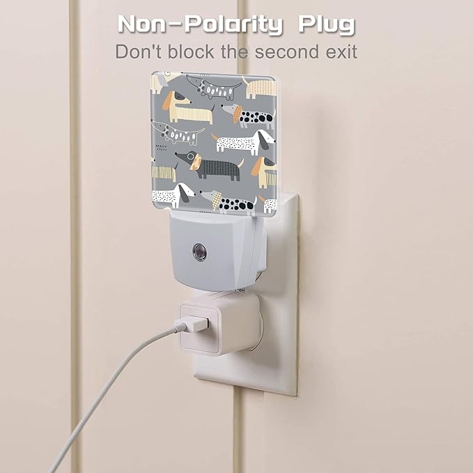 Cute Dachshund Night Light, Childish Cartoon Dogs Dusk to Dawn Night Light Plug in,0.5w Energy Saving Sleep Friendly Nightlights for Kids Boys Girls Home Decor