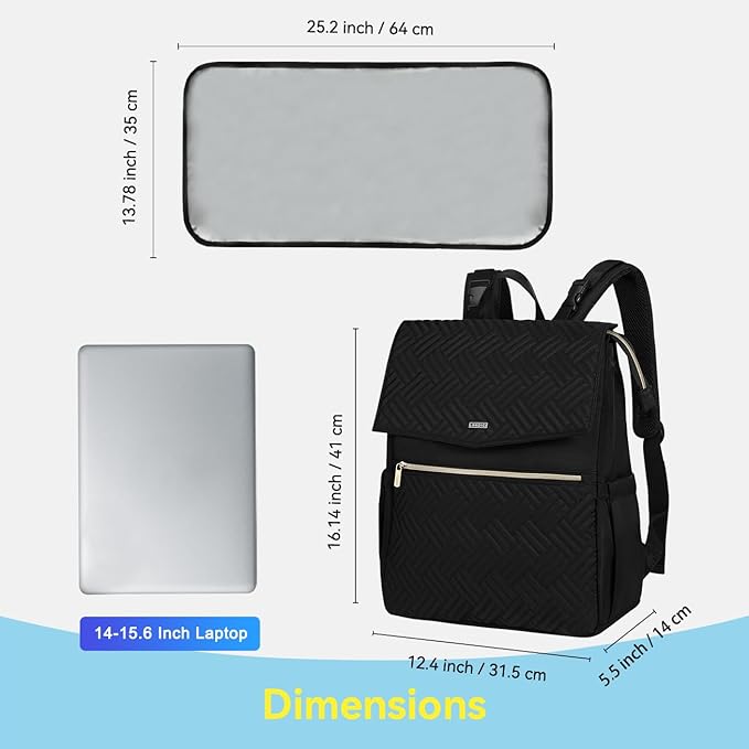 LANDICI Diaper Bag Backpack, Multifunction Waterproof Baby Diaper Bags with Changing Pad, Stroller Straps, Travel Essentials Stylish Back Pack for Mom Dad Boy Girls Toddler, Black