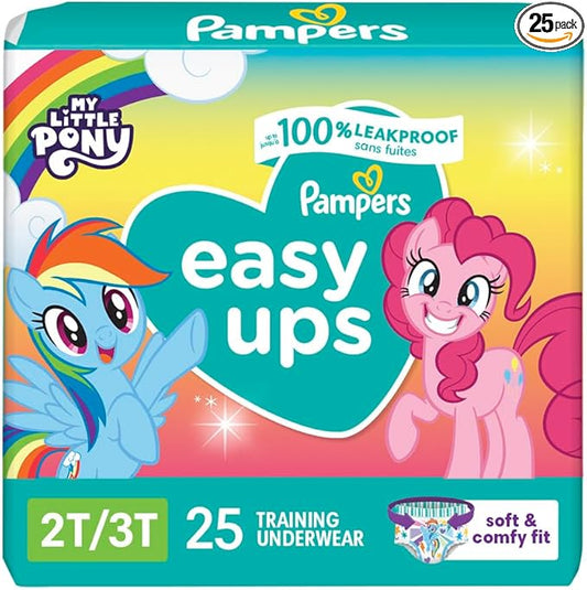Pampers Training Pants - Easy Ups Girls & Boys - Size 2T-3T, 25 Count, My Little Pony Potty Underwear (Packaging May Vary)