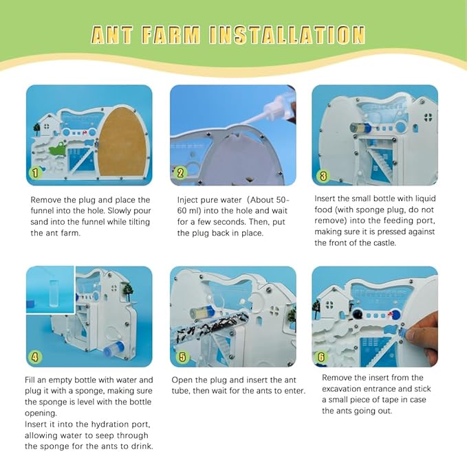 2PCS Ant Farm Castle with Connecting Tubes and Forage Box, Sand Ant Colony Observation Kit, Ant Viewing Habitat Science Kit, Educational & Learning Science Kit for Kids, Adults, Student