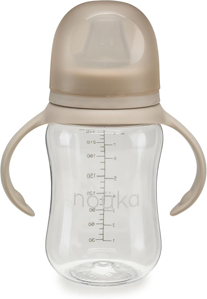 nouka Soft Spout Tritan Sippy Cup | Leak Proof and Easy Grip | Removable Handles | Soft Sand