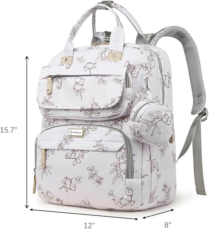 Diaper Bag Backpack for Baby – Large Capacity Waterproof Travel Tote, Multifunction Baby Bag with Changing Pad, Pacifier Holder & Stroller Straps (Cream White)