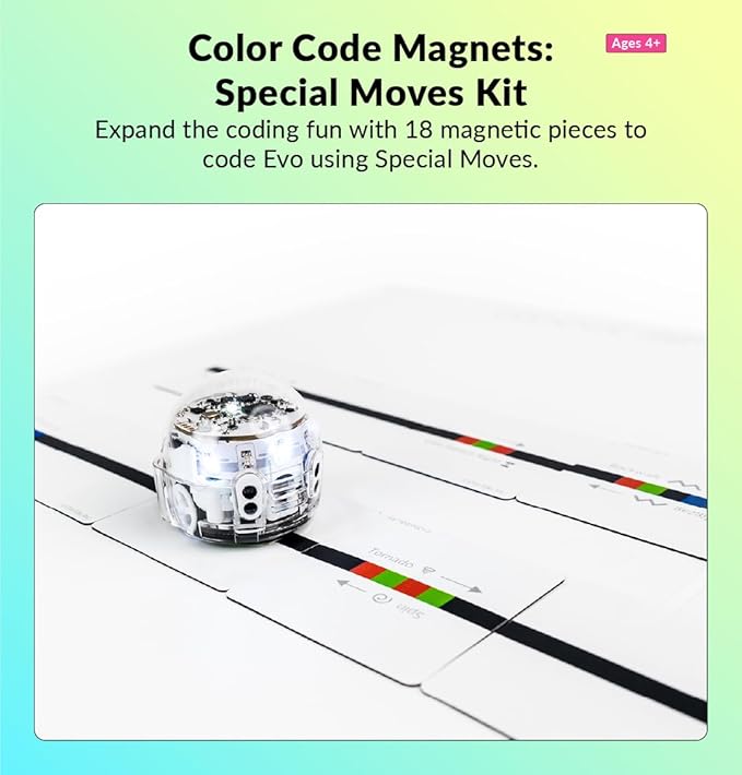 Ozobot Color Code Magnets Special Moves Kit:Interactive Coding Learning Tool for Kids Ages 3+,Enhances Logic & Problem-Solving Skills,18 Tiles, Evo & Color Codes Magnets Base Kit Required Not Included