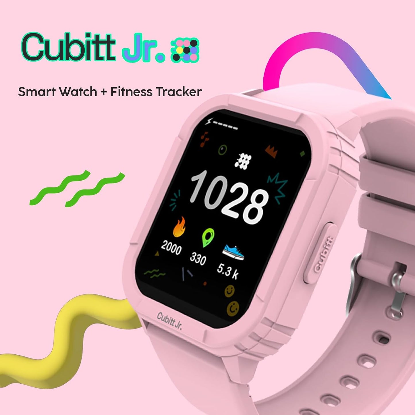 Cubitt Jr Smart Watch Fitness Tracker for Kids and Teens, with Games, Step Counter, Sleep Monitor, Heart Rate Monitor, Activity Tracker, Good Habits Alarms, 1.52" Touch Screen, IP68 Waterproof