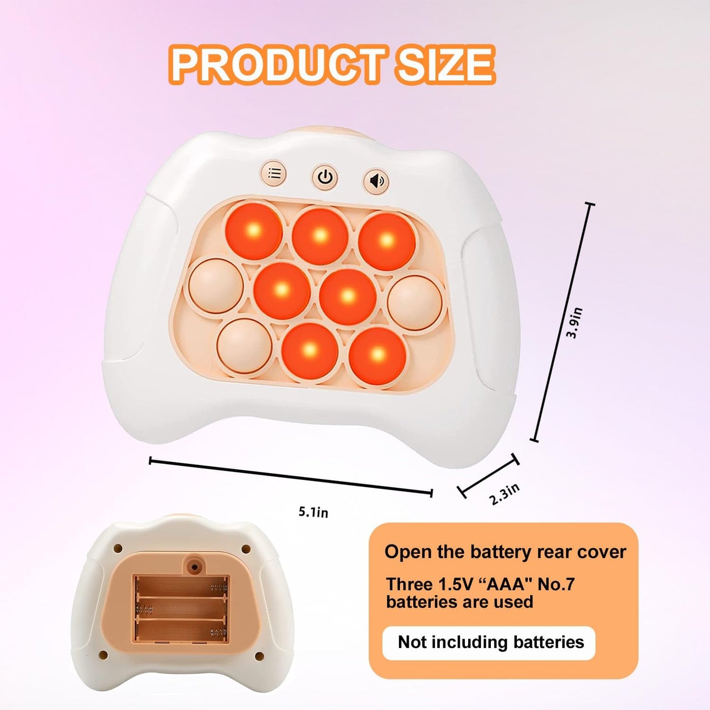 Quick Push Puzzle Game Machine Pop Fidget Light-Up Squeeze Poppet Sensory Toy Educational Push Pop Bubble Toy Stress Relief Party Favors Puzzle Game for Kids Teens Adults (White)