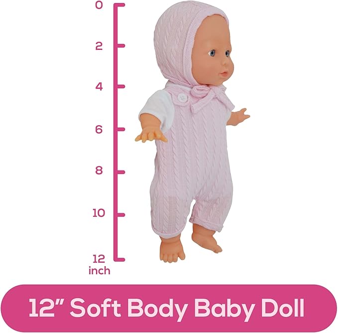 12 inch Realistic Baby Doll with Soft Body and Vinyl Head, Arms, and Legs, Beautiful Soft Baby Doll Dressed in a Matching Onesie and Hat – Packaged in a Gift Box– Ideal Size for Toddlers, Boys, Girls