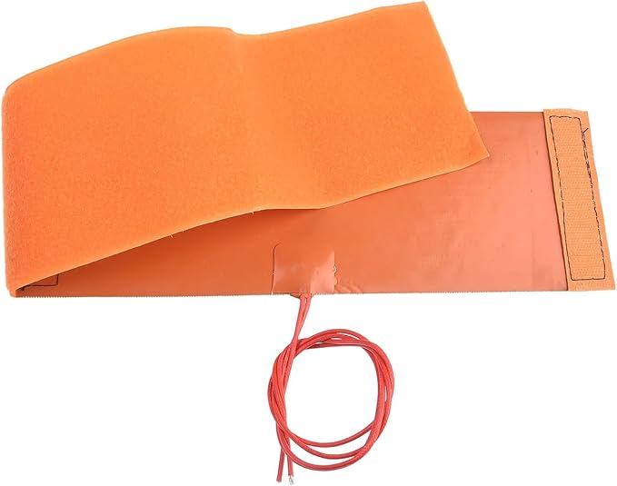 12V 240W Flexible Silicone Heating Mat Pad Element Bottle Heater Orange 10x30cm with 50cm Cable for Cars Trucks