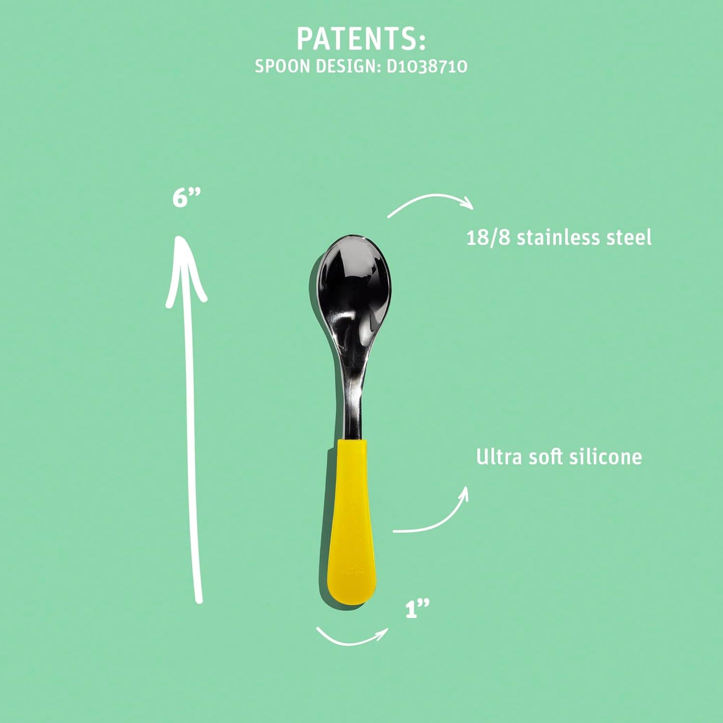 Avanchy Baby Spoons, Forks Stainless Steel and Silicone Set, Self Feeding Food Utensils, 4 Months Baby Led Weaning