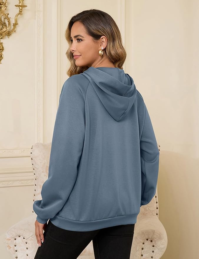 Bhome Nursing Sweatshirt Hoodie for Breastfeeding with Hidden Zippers Maternity Breast Pumping Tops Kangaroo Pocket