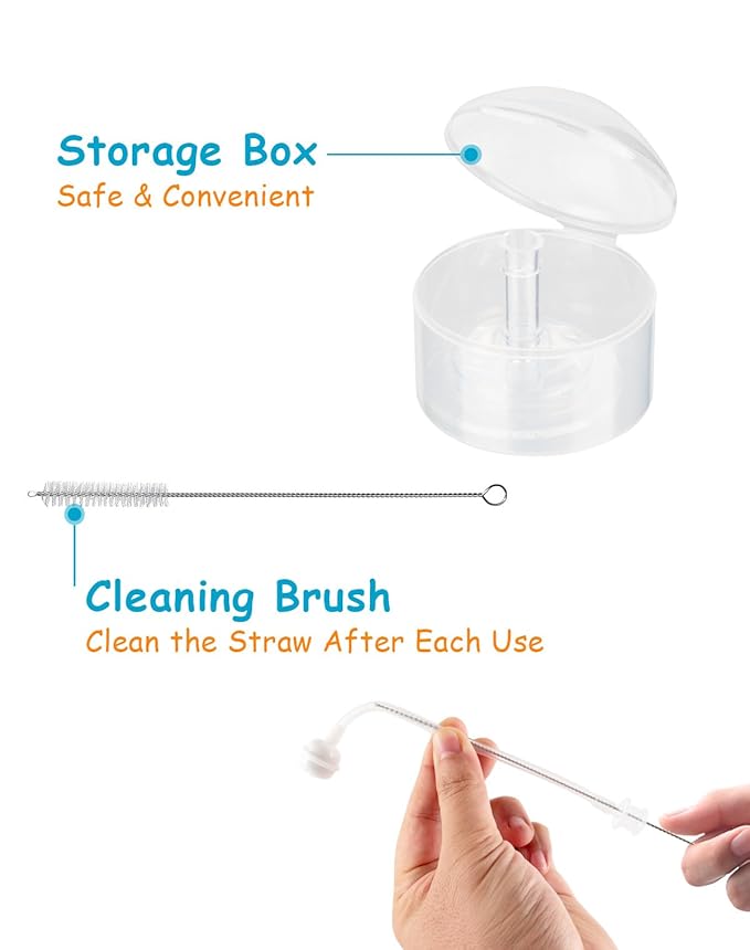 Straw Cup Soft Spout Conversion Kit for Lansinoh Baby Bottle, Toddler Transition Kit with Silicone Straw Top Nipple, Weighted Straw, Bottle Handle, Cleaning Brush, 3 Pack, 8m+