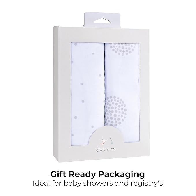 Ely's & Co. Pack N Play,Playard,Portable Crib Sheet 2-Pack Combed Jersey Cotton for Baby Boy or Baby Girl (Grey Dottie)