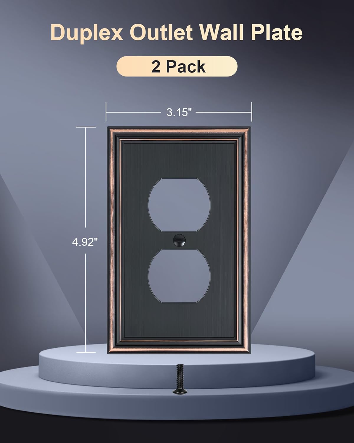 2-Pack Single Duplex Outlet Cover Plate, Decorative Aged Bronze Switch Plates and Outlet Covers, Metal Wall Plates for Electrical Outlets, 1 Gang Receptacle Cover, Corrosion Resistant