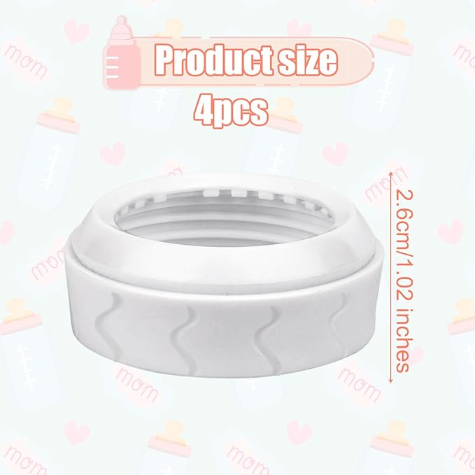 4pcs Bottle Nipple Collars Rings, Compatible with Dr. Brown's Wide Plastic & Glass Bottles Bottles 5oz & 9oz No Leak or Spills Replacement Bottle Nipple Ring Collars Baby Feeding Accessories