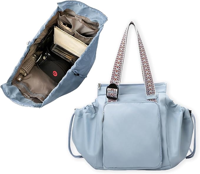 Diaper Bag Tote for Moms & Women, Large Capacity Multi-Functional Tote with 16 Compartments, Convertible Backpack & Shoulder Bag for Work, Travel, Shopping & Picnic (Sky Blue)