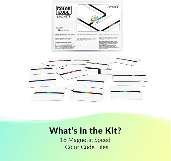 Ozobot Color Code Magnets Speed Kit: Interactive Coding Learning Tool for Kids Ages 3+, Enhances Logic & Problem-Solving Skills, 18 Tiles, Evo & Color Codes Magnets Base Kit Required Not Included