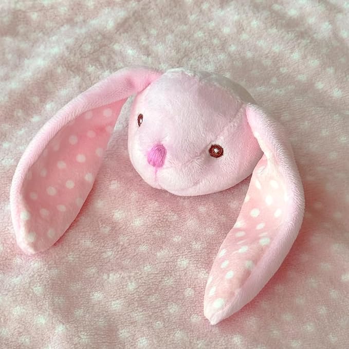 CREVENT Cozy Plush Baby Security Blanket Loveys for Baby Girls Boys, Stuffed Animal Ring Rattle Shaker Toy for Newborns (Bunny + Handbell)